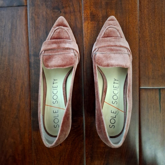 SOLE SOCIETY "Karoleena" Mauve Block Heel Pointy Toe Loafer - Size 7 - Picture 8 of 8